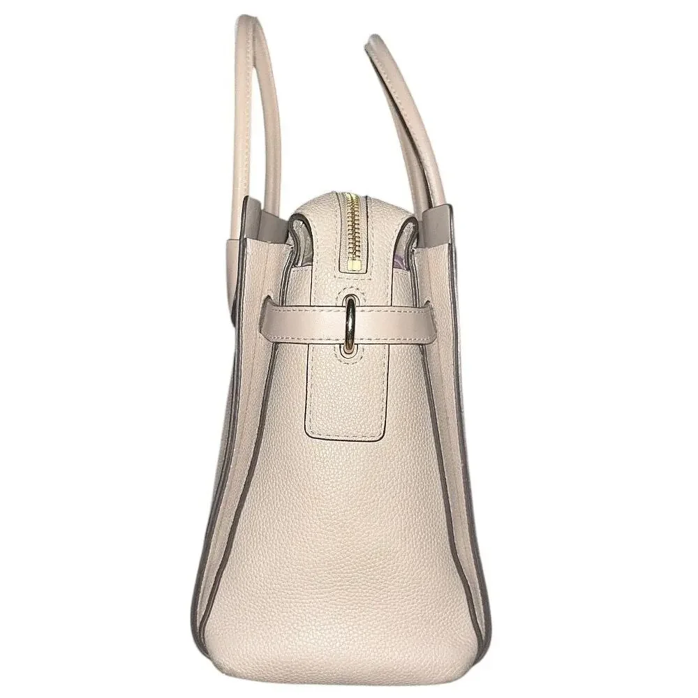Michael Kors Mercer Large Pebbled Leather Light Pink Belted Satchel